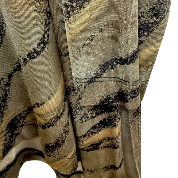 CHICO'S Travelers Womens Top Large Stretch Slinky Olive Green Asymmetric Hem VTG - Picture 5 of 8